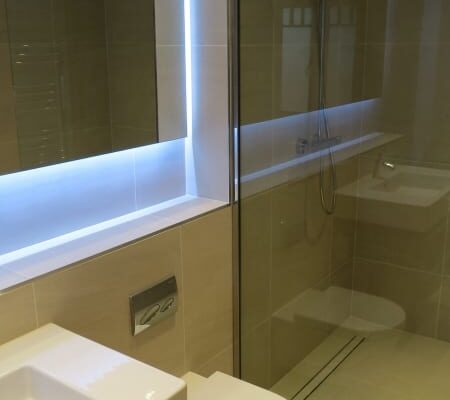 Back Lit Mirror and Sink