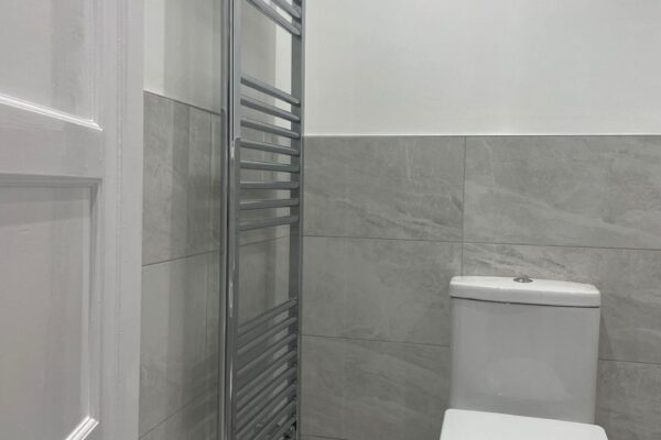 Lucy close coupled wc with chrome towel rail