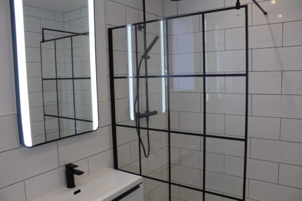 Fixed Black Shower Panel and Shower